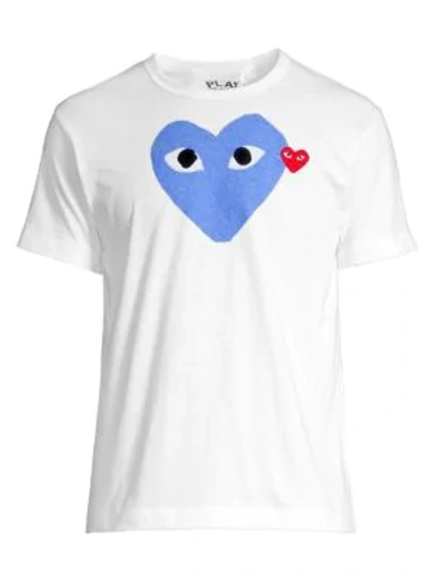 Comme Des Garçons Play Double Heart T-shirt In Blue