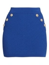 Balmain Knit Diamond Mini Skirt In Blue