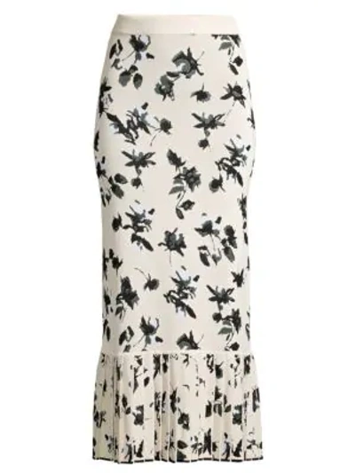 Derek Lam Floral Jacquard Knit Midi Skirt In Cream Multi