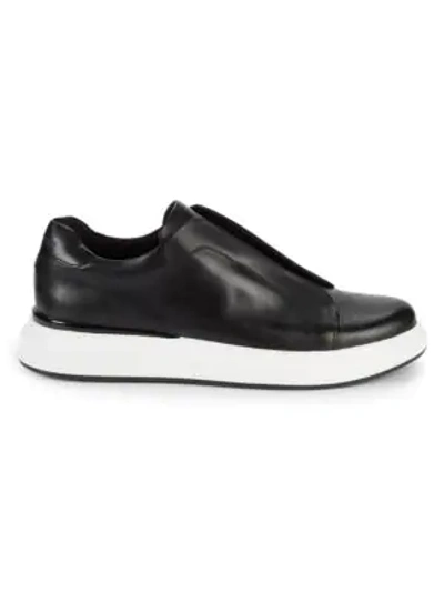 Karl Lagerfeld Laceless Platform Leather Trainers In Black