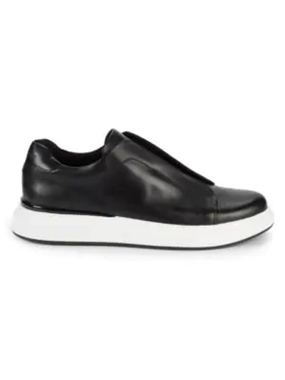 Karl Lagerfeld Laceless Platform Leather Sneakers In Black