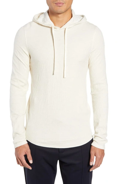 Vince Men's Contrast Double-knit Pullover Hoodie In Sail/ H White