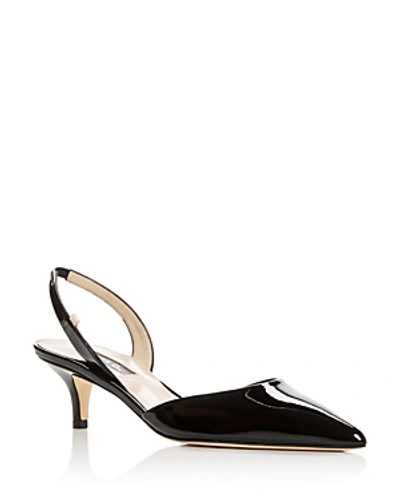 Sjp By Sarah Jessica Parker Women's Bliss Slingback Kitten-heel Pumps In Black Patent Leather