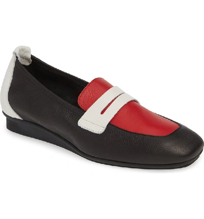Arche Women's Matana Apron-toe Loafers In Noir/ Feu/ Blanc Leather