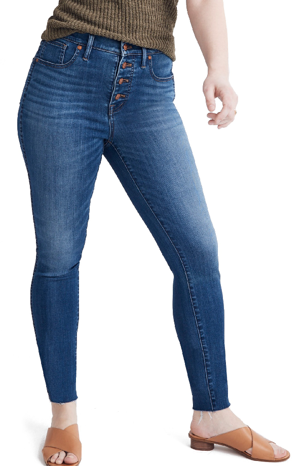 Madewell 10-inch High Waist Button Front Crop Skinny Jeans In Hayden ...