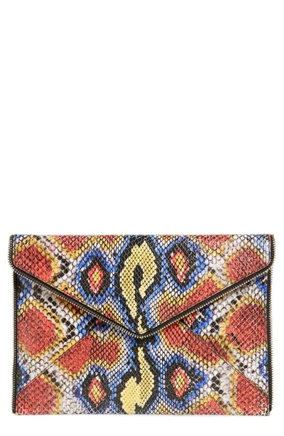 Rebecca Minkoff Leo Multi-colored Python Clutch In Yellow Multi