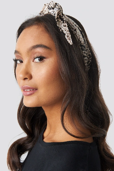 Na-kd Snake Print Hair Scarf Beige