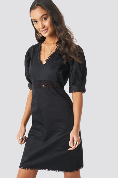 Na-kd V-neck Crochet Detail Dress Black