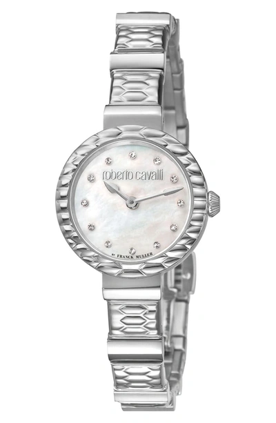 Roberto Cavalli By Franck Muller Women's Diamond Swiss Quartz Stainless Steel Watch & Bracelet Gift Set, 26mm In Silver/ White Mop/ Silver