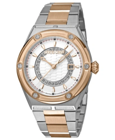 Roberto Cavalli By Franck Muller Men's Swiss Quartz Two-tone Rose Gold Stainless Steel Bracelet Watch, 45mm In Two Tone Rose Gold