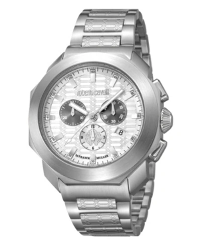 Roberto Cavalli By Franck Muller Men's Swiss Chronograph Silver Stainless Steel Bracelet Watch, 44mm
