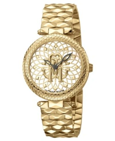 Roberto Cavalli By Franck Muller Women's Swiss Quartz Gold-tone Stainless Steel Gold Dial Bracelet Watch, 34mm