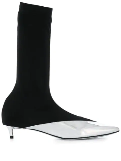 Givenchy Show Stretch Mid-calf Boots In Silver