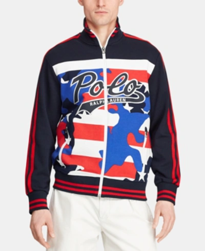 Polo Ralph Lauren Men's Logo Double-knit Track Americana Jacket, Created For Macy's In Americana Camo Multi