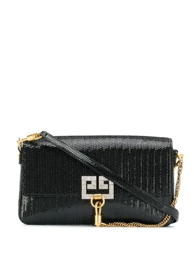 Givenchy Charm Small Laser-cut Patent Shoulder Bag In Black