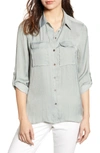 Vince Camuto Two-pocket Rumple Blouse In Smoked Sage
