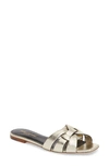 Saint Laurent Tribute Nu Pieds Slide Sandal In Pale Gold