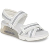 Ash Lewis Striped Platform Walking Sandals In White/ Silver/ White