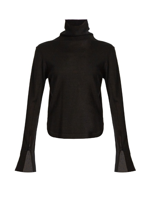 Chloé Roll-neck Wool, Silk And Cashmere-blend Sweater In Black | ModeSens