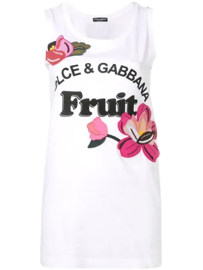 Dolce & Gabbana Printed Cotton T-shirt In White,fuchsia,black