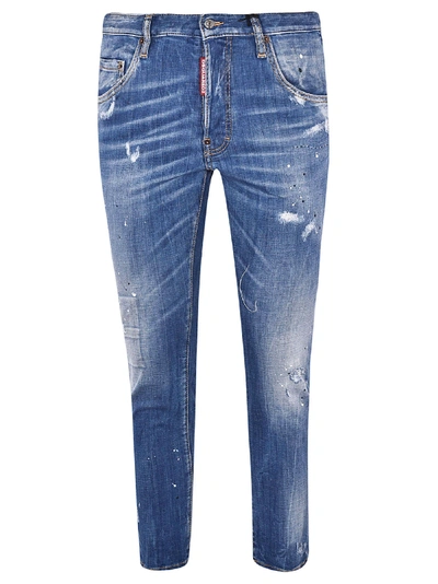 Dsquared2 Paint Splatter Effect Jeans In Blue