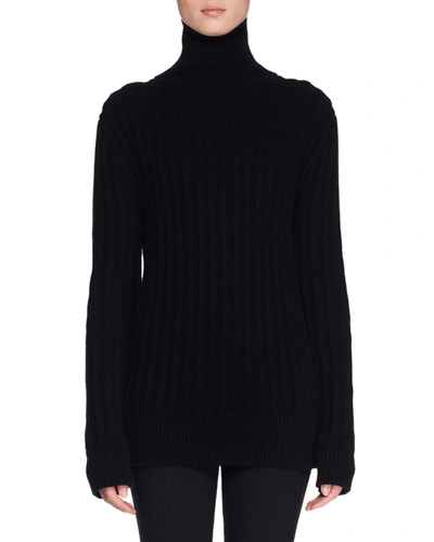 The Row Marton Turtleneck Long-sleeve Cashmere Sweater In Ivory
