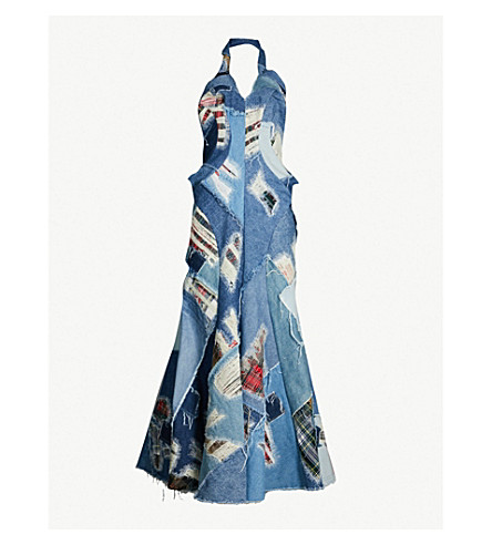patchwork denim dress