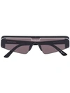 Balenciaga Black Skinny Rectangle Ski Sunglasses In Schwarz