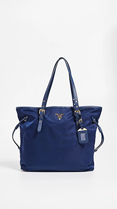 Pre-owned Prada Nylon Tote Bag In Blue