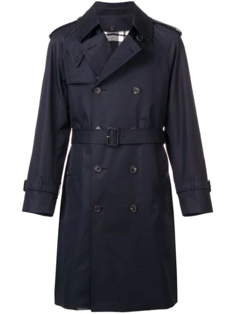Mackintosh Edinburgh Cotton Trench Coat In Blue | ModeSens