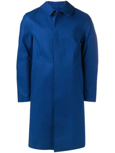 Mackintosh Bonded Cotton Three-quarter Coat In Blue
