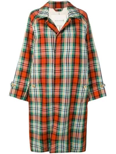 Mackintosh Check Pattern Midi Coat In Multicolour