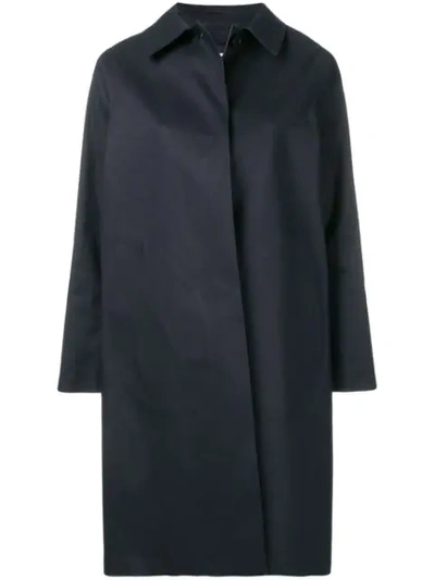 Mackintosh Navy Bonded Cotton Hooded Coat Lr-021 In Blue