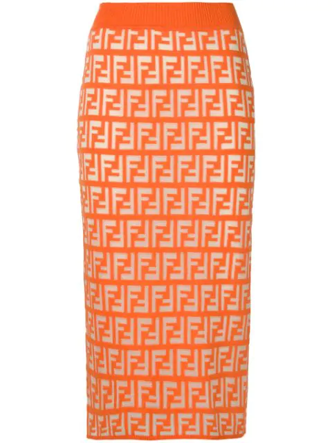 fendi orange skirt
