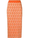 Fendi Logo Pencil Skirt In Orange