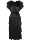 Diane Von Furstenberg Sasha Pleated Ruffle Short-sleeve Wrap Dress In Black