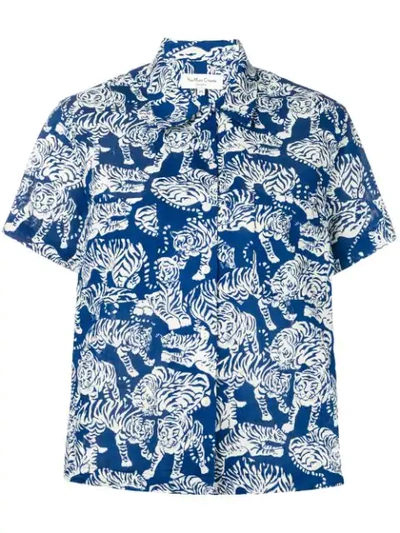 Ymc You Must Create Vegas Tiger Print Shirt In Blue