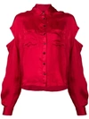 Andrea Ya'aqov Satin Shirt With Arm Cut In Red