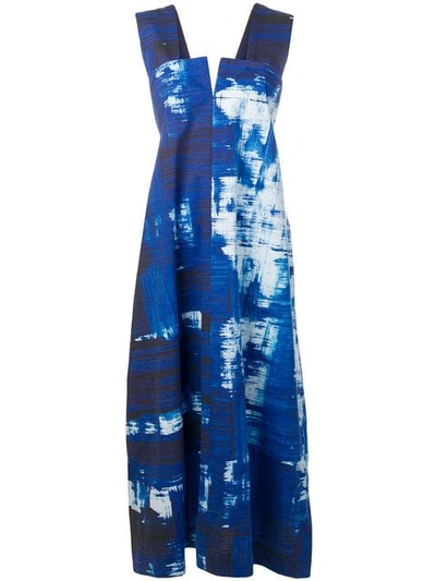 Issey Miyake Abstract Print Dress In Blue