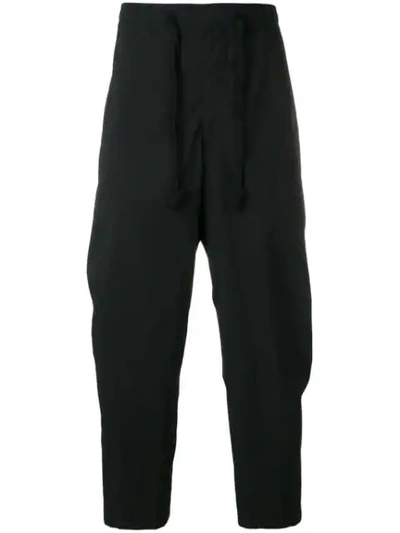 Ziggy Chen Cropped Drop Crotch Trousers In Black