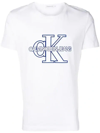 Calvin Klein Jeans Est.1978 Logo Print Crew Neck T-shirt In White
