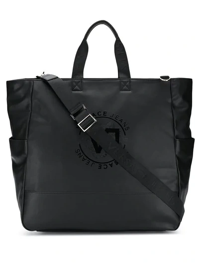 Versace Jeans Logo Tote Bag In Black