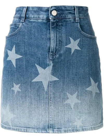 Stella Mccartney Star Print Denim Skirt In Blue