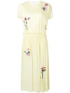 Mira Mikati Embroidered Tulle Back Dress In Yellow