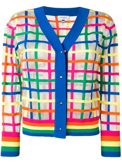 Mira Mikati Sheer Check Embroidered Cardigan In Blue