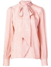 Marc Jacobs Tied Neck Metallic Blouse In Pink