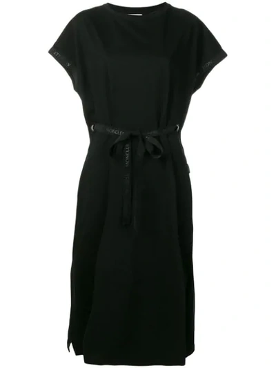 Moncler Drawstring Cotton Dress In Black
