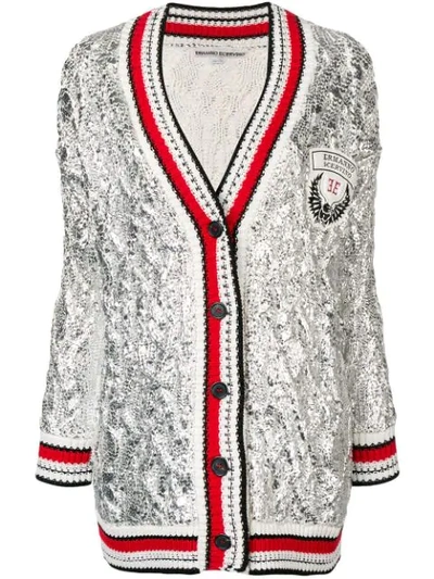 Ermanno Scervino Striped Trim Cardigan In Silver