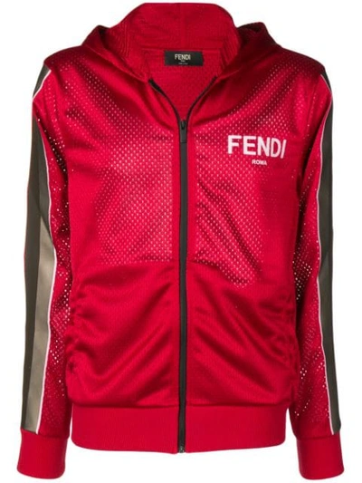 Fendi Mesh Logo Print Jacket In Red