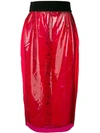 N°21 Layered Midi Pencil Skirt In Red
